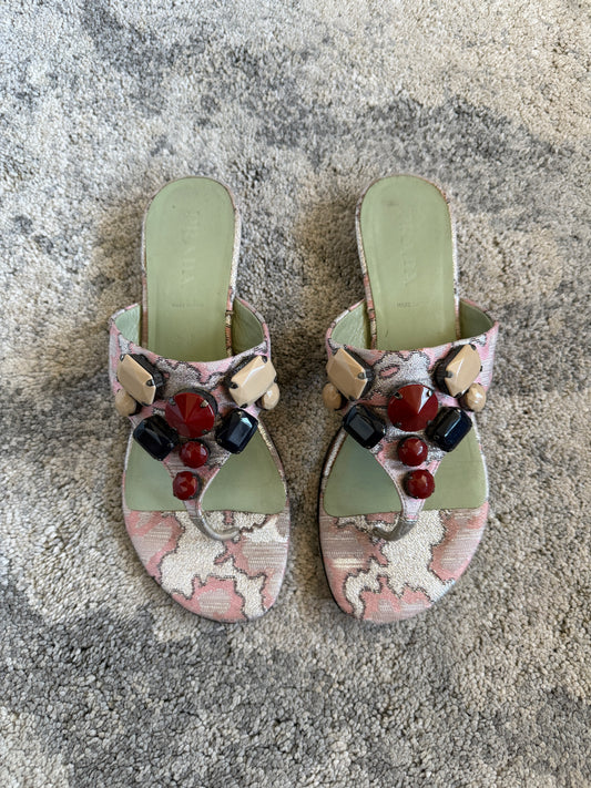 Prada SS2003 lurex jacquards flip flop