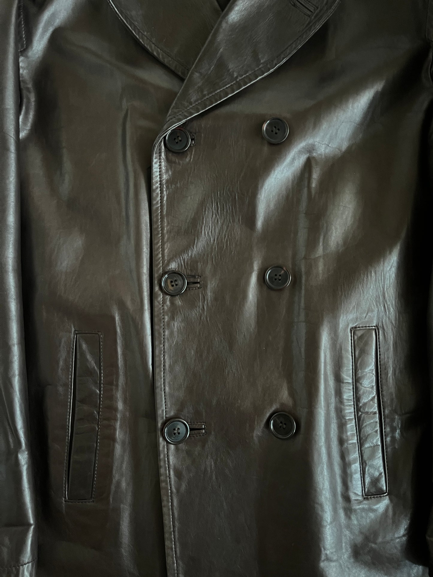 Prada FW1998 double breasted leather jacket