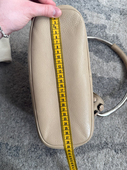 Prada SS2003 leather & pearls metal handle bag