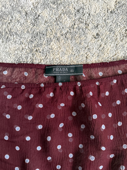 Prada SS2000 silk polka dot skirt