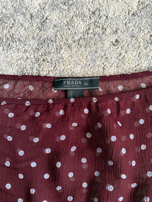 Prada SS2000 silk polka dot skirt