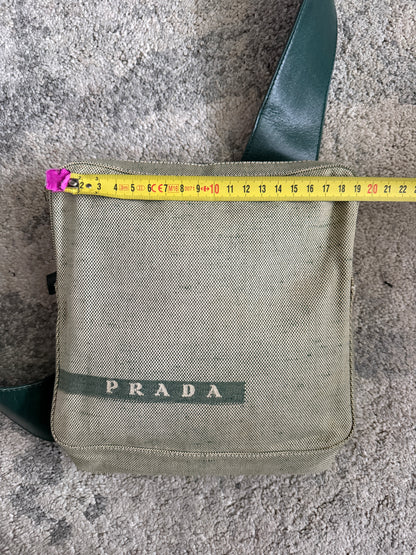 Prada SS1999 linen & leather sling bag