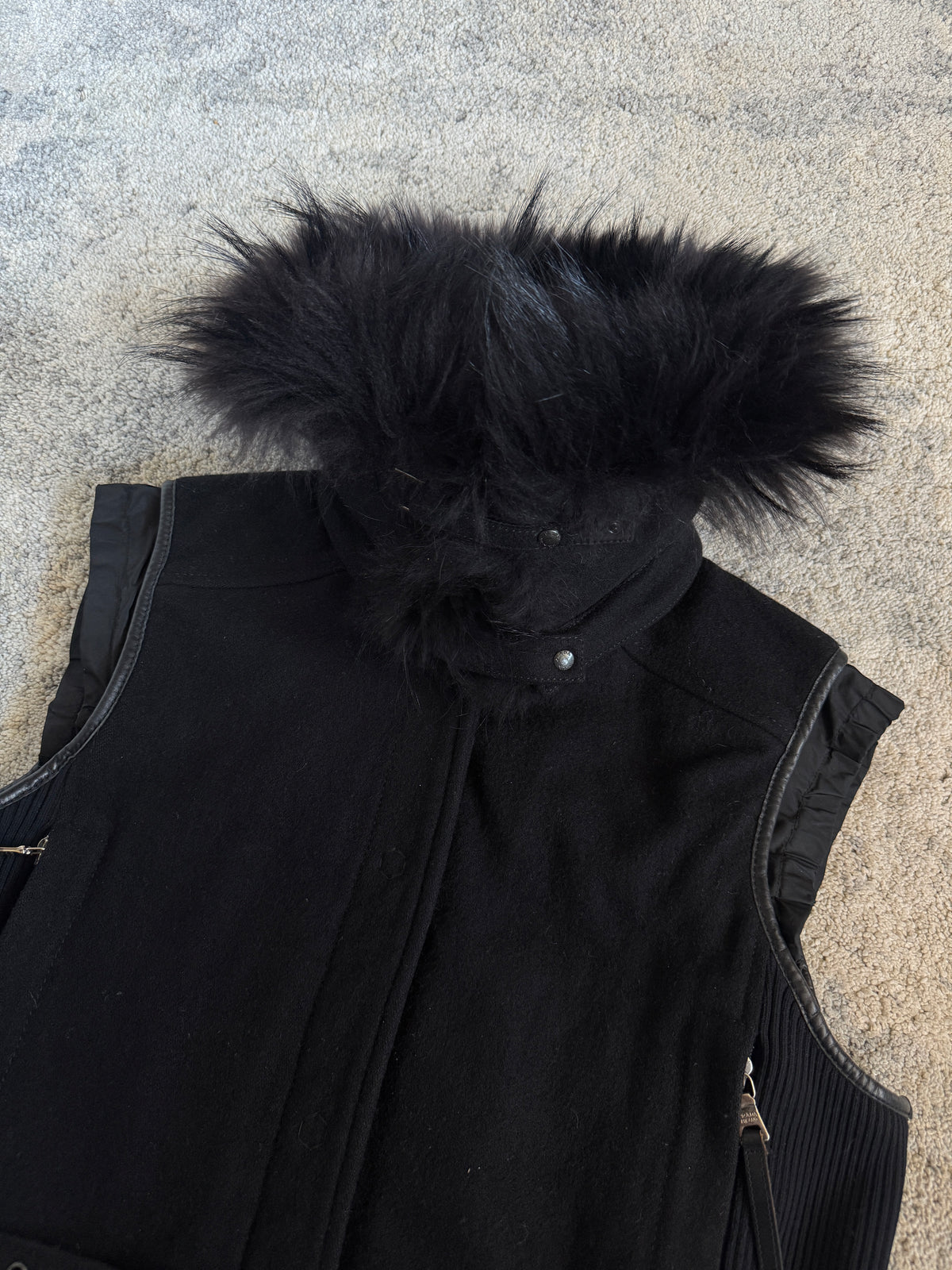 Prada FW2000 nylon jacket with fur collar