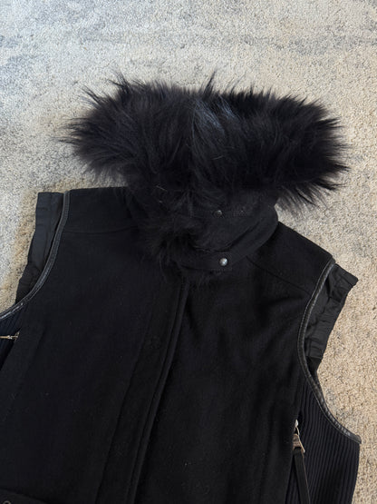 Prada FW2000 nylon jacket with fur collar