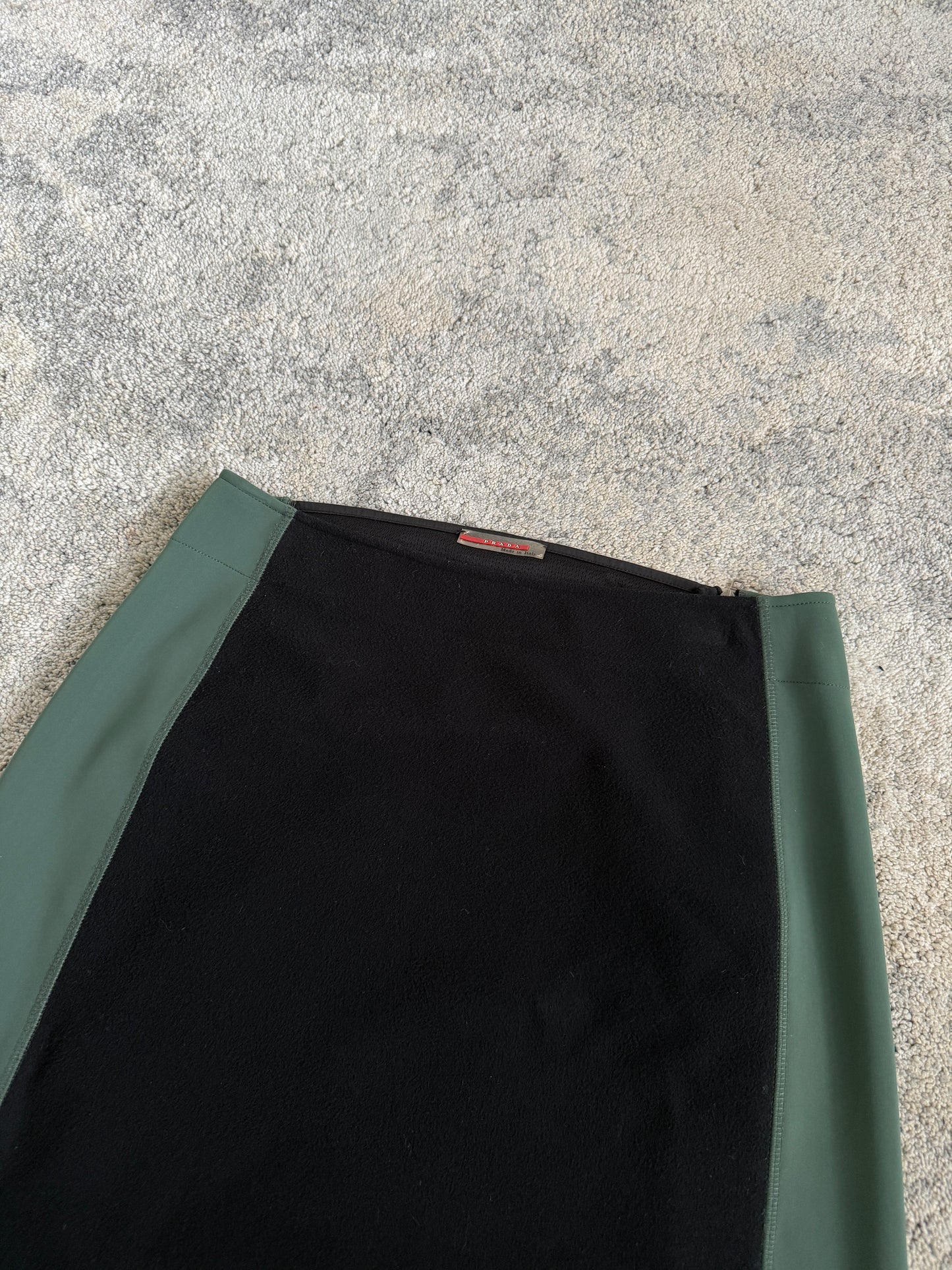 Prada 2000 fleece & nylon skirt