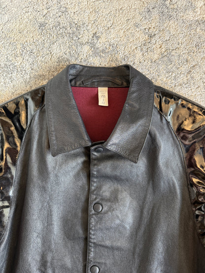 Miu Miu SS2000 leather & mesh varsity jacket