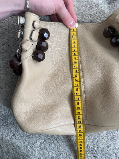 Prada SS2003 leather & pearls metal handle bag