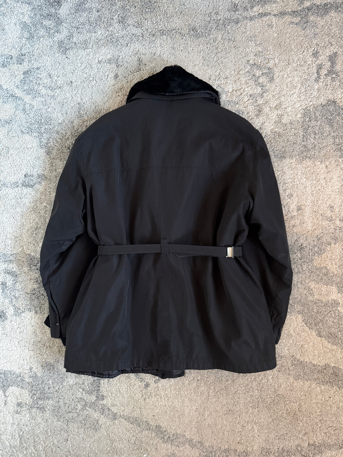 Gucci FW1993 nylon padded jacket with fur collar
