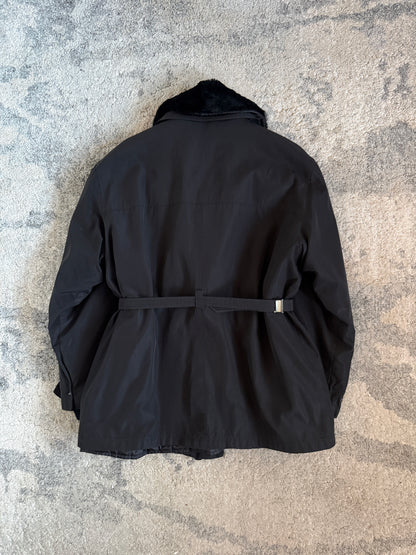 Gucci FW1993 nylon padded jacket with fur collar