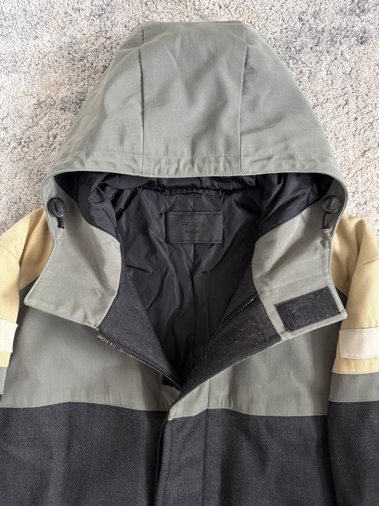 Prada FW2007 colorblock wool long coat