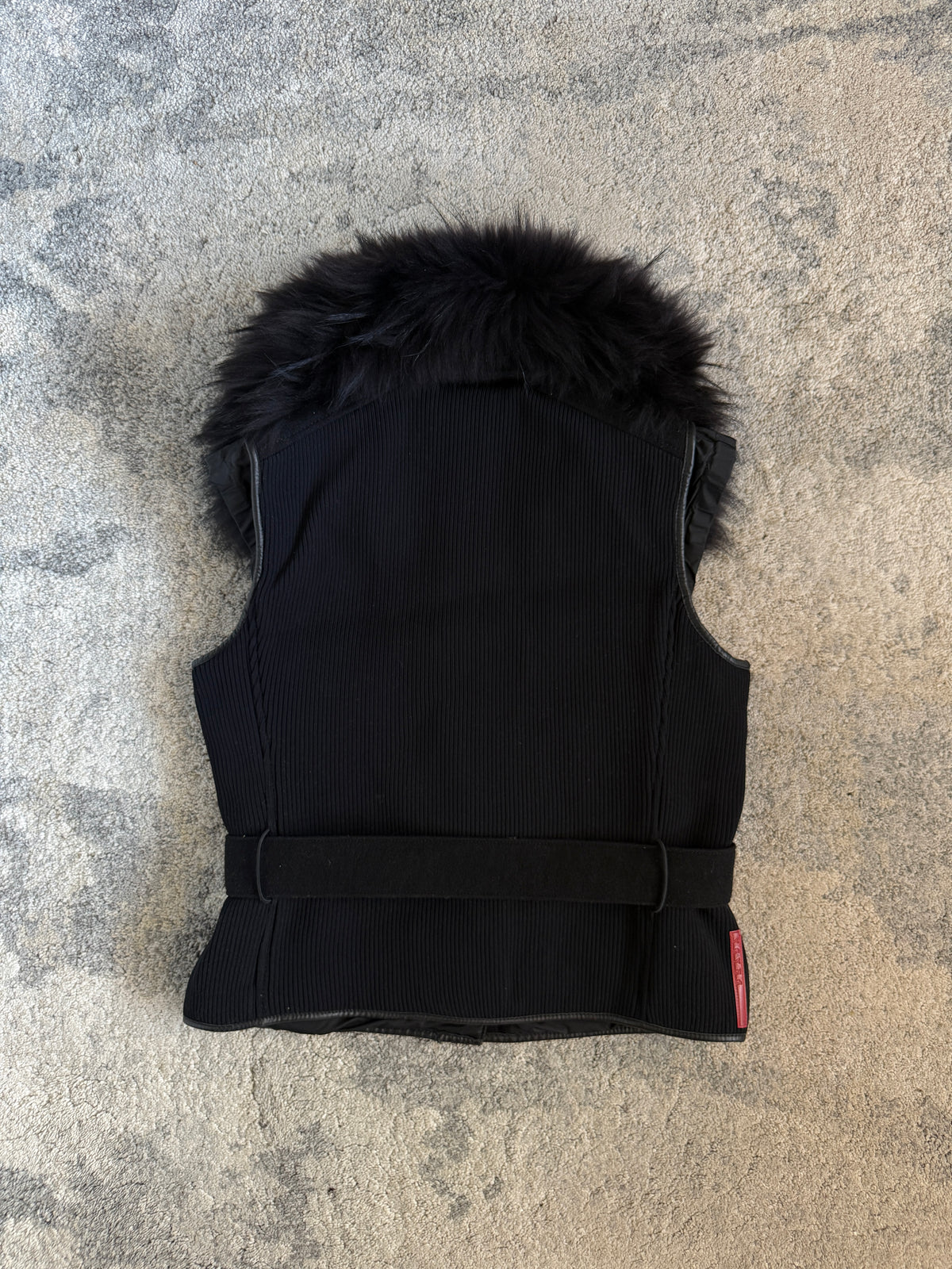 Prada FW2000 nylon jacket with fur collar