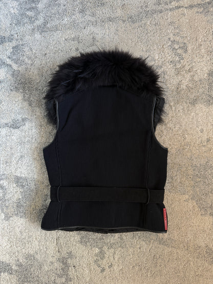 Prada FW2000 nylon jacket with fur collar