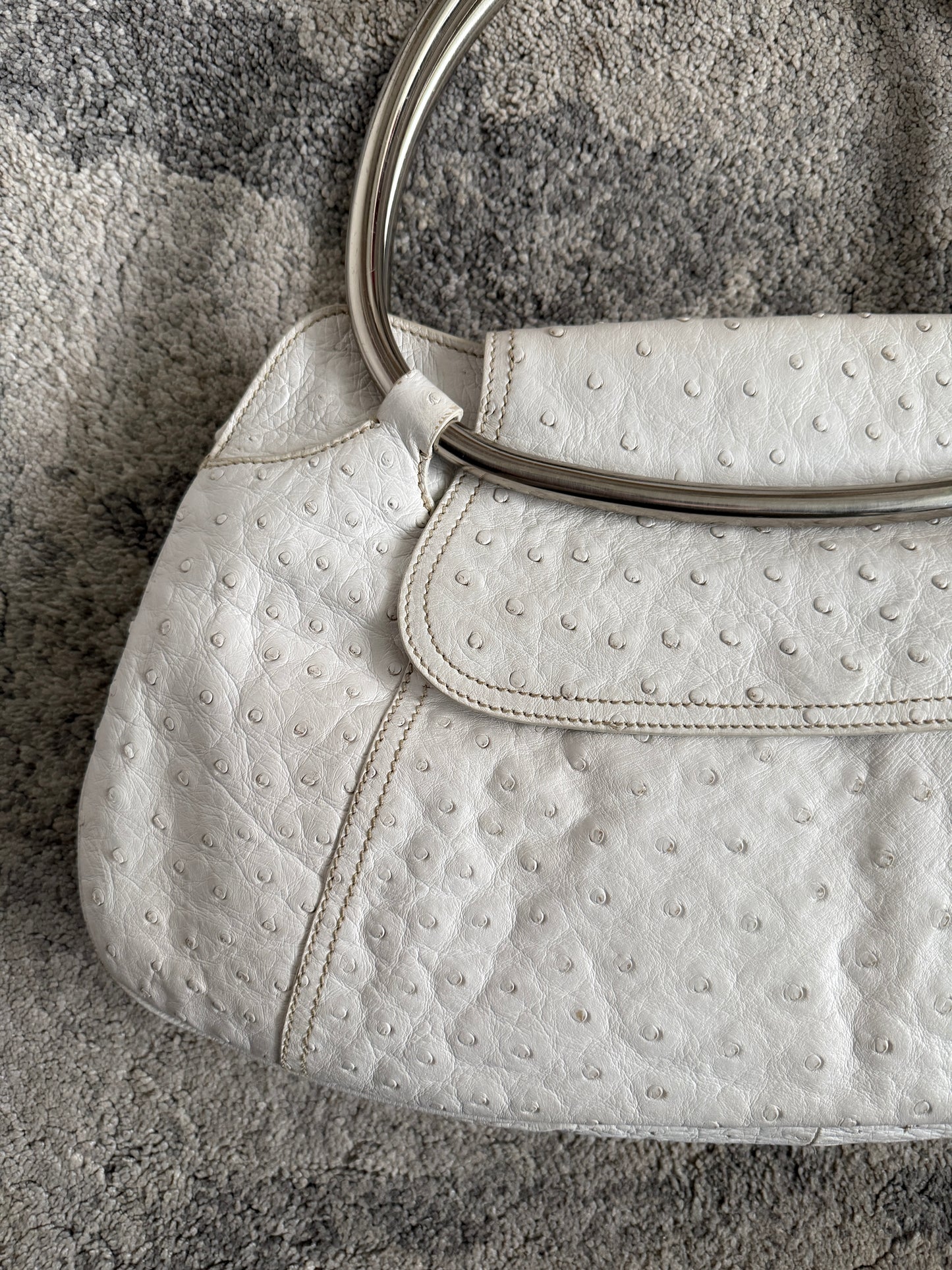 Prada SS2003 ostrich leather metal handle bag