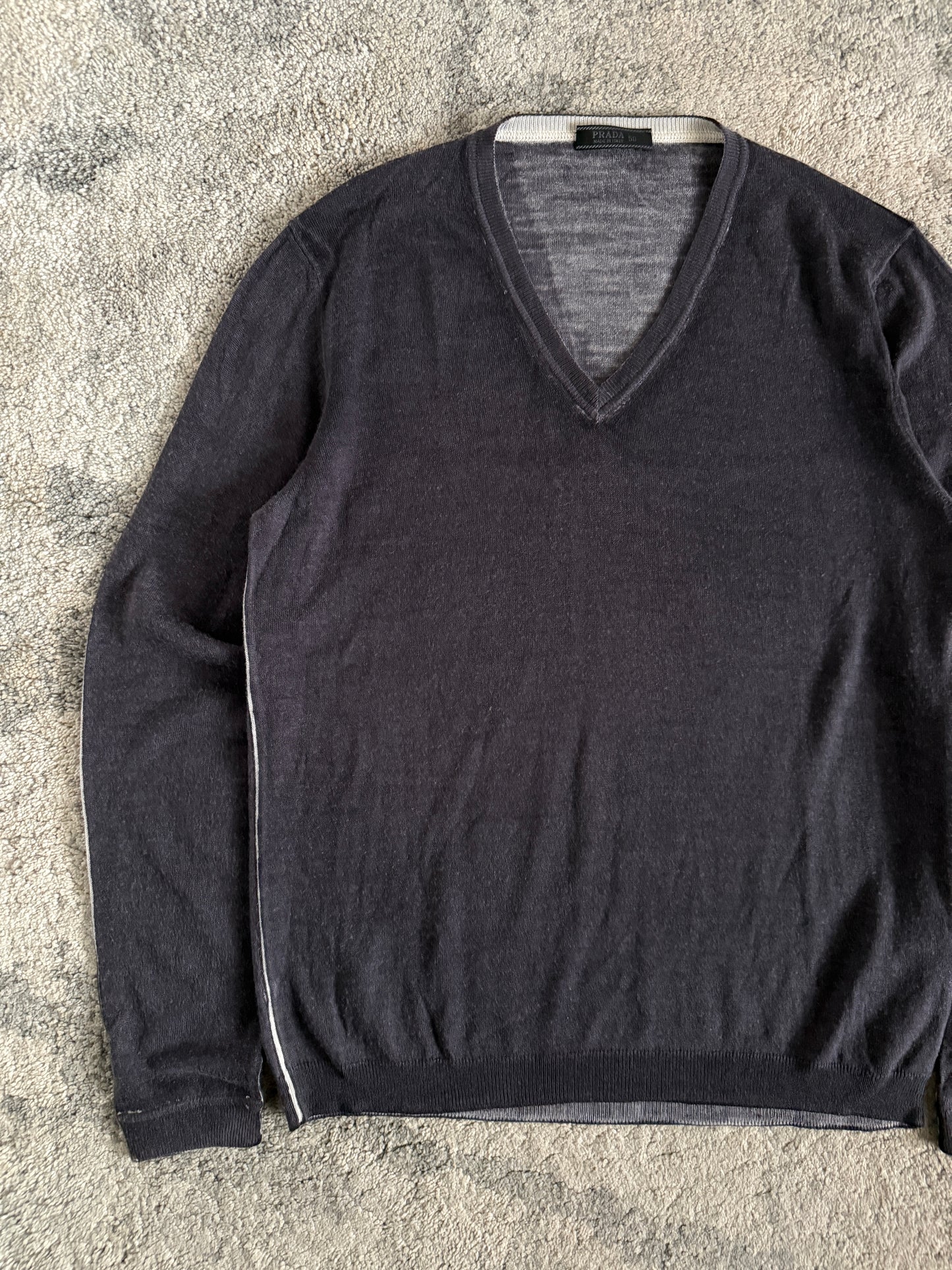 Prada SS2006 dye wool & cashmere V sweater