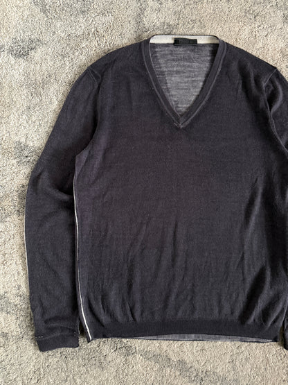 Prada SS2006 dye wool & cashmere V sweater
