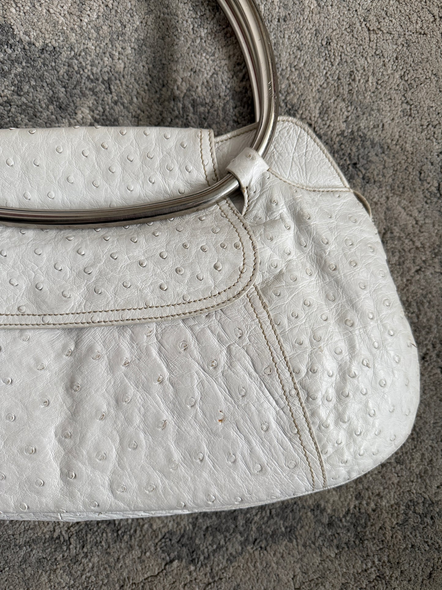 Prada SS2003 ostrich leather metal handle bag