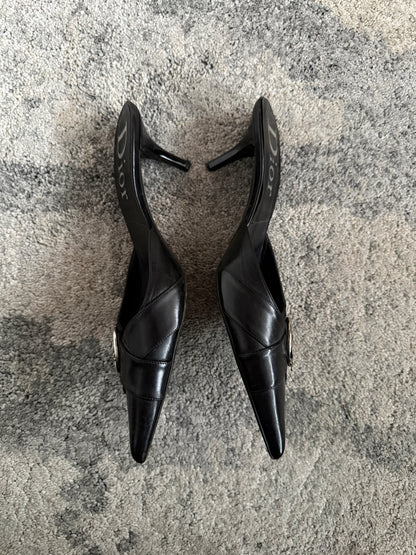 Christian Dior 2000’s leather heels mules