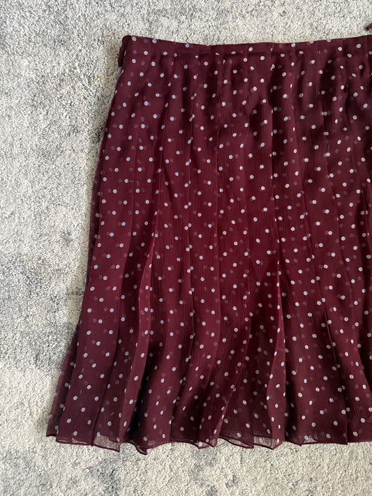 Prada SS2000 silk polka dot pleated skirt