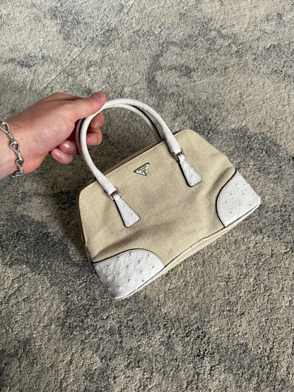 Prada 2000’s canvas & ostrich leather mini bag