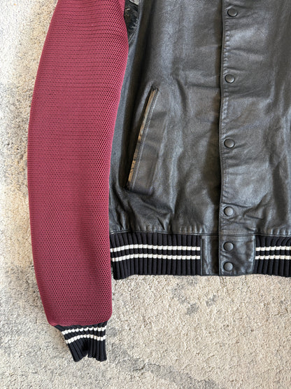Miu Miu SS2000 leather & mesh varsity jacket