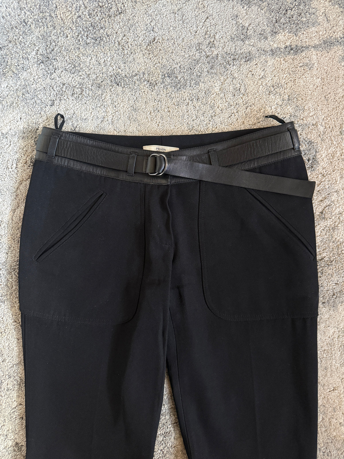 Prada FW2002 wool & leather pants