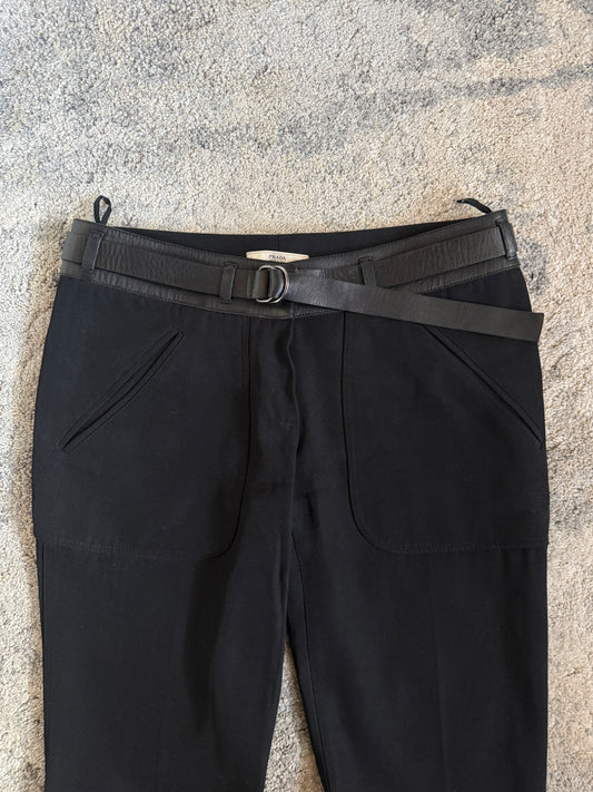 Prada FW2002 wool & leather pants