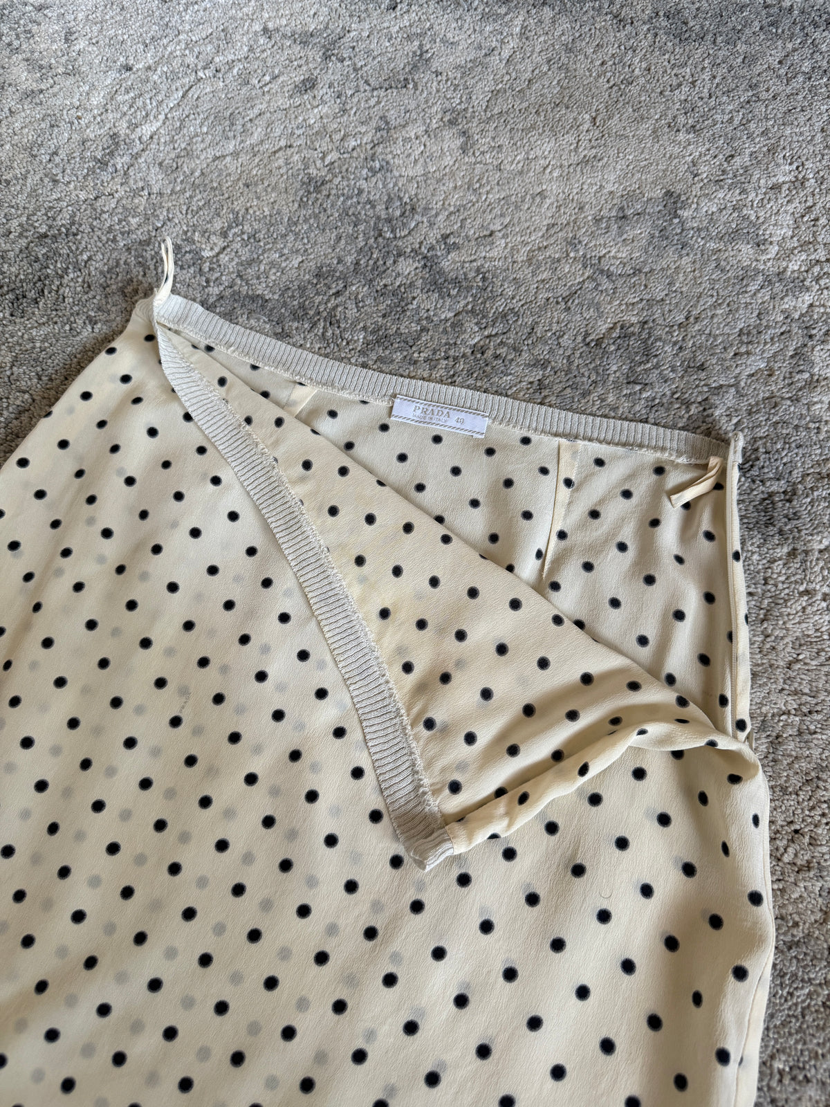 Prada SS2000 silk polkadot skirt