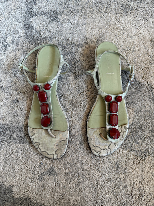 Prada SS2003 embellished jacquard sandals