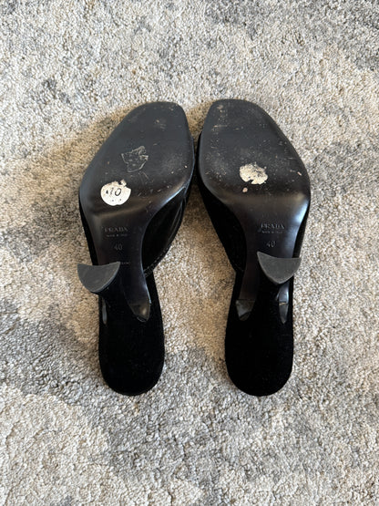 Prada FW2004 embellished velvet heels