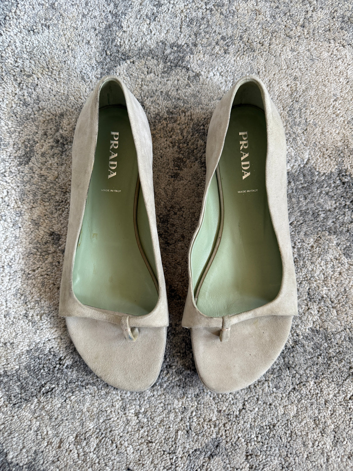 Prada SS2003 suede open ballet shoes