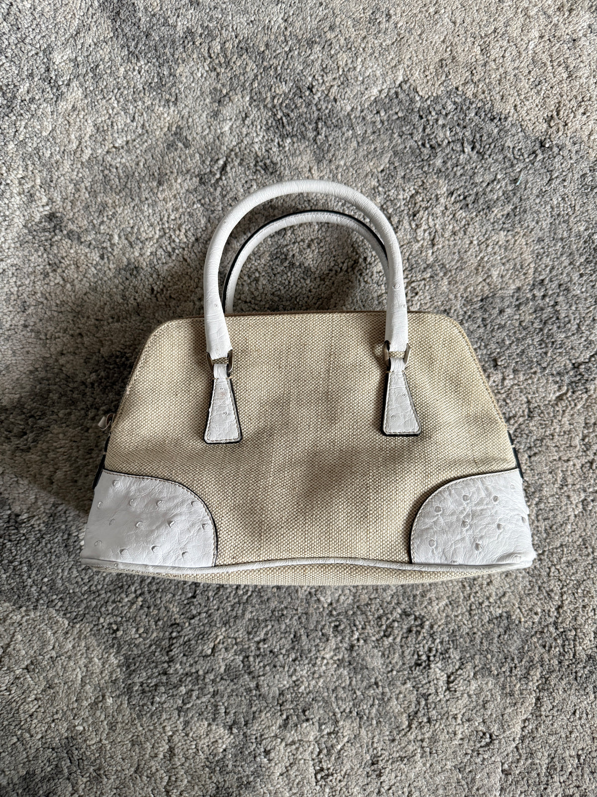 Prada 2000’s canvas & ostrich leather mini bag