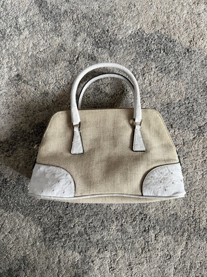 Prada 2000’s canvas & ostrich leather mini bag