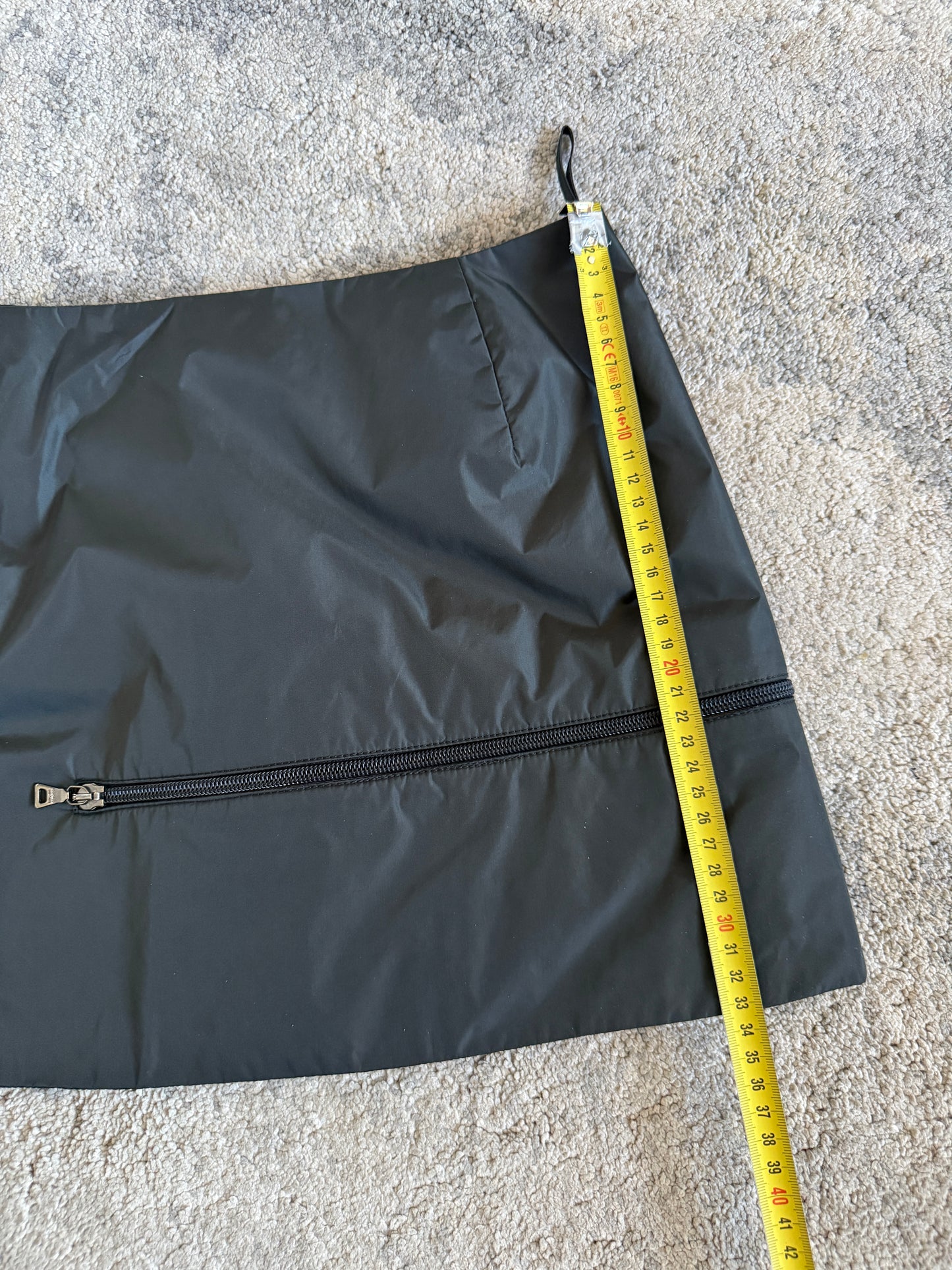 Prada 1999 padded nylon mini skirt