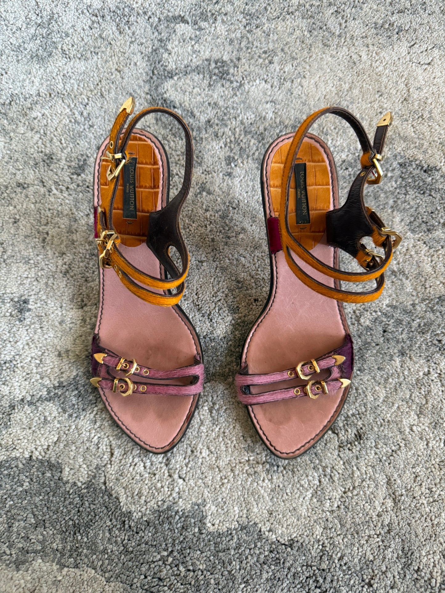 Louis Vuitton SS2006 buckle pony hair heels