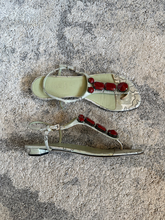 Prada SS2003 embellished jacquard sandals