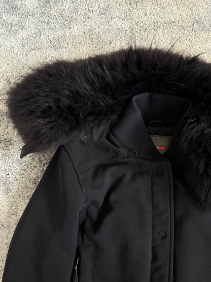 Prada FW2000 nylon with removable fur collar
