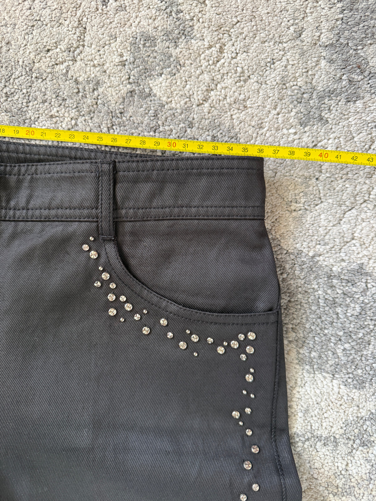 Chloé SS2001 studded waxed flared pants by Stella McCartney