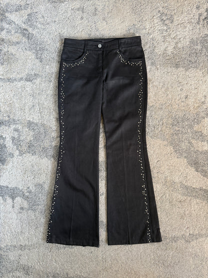 Chloé SS2001 studded waxed flared pants by Stella McCartney