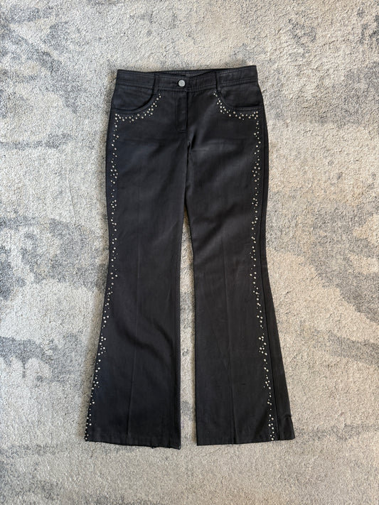 Chloé SS2001 studded waxed flared pants by Stella McCartney