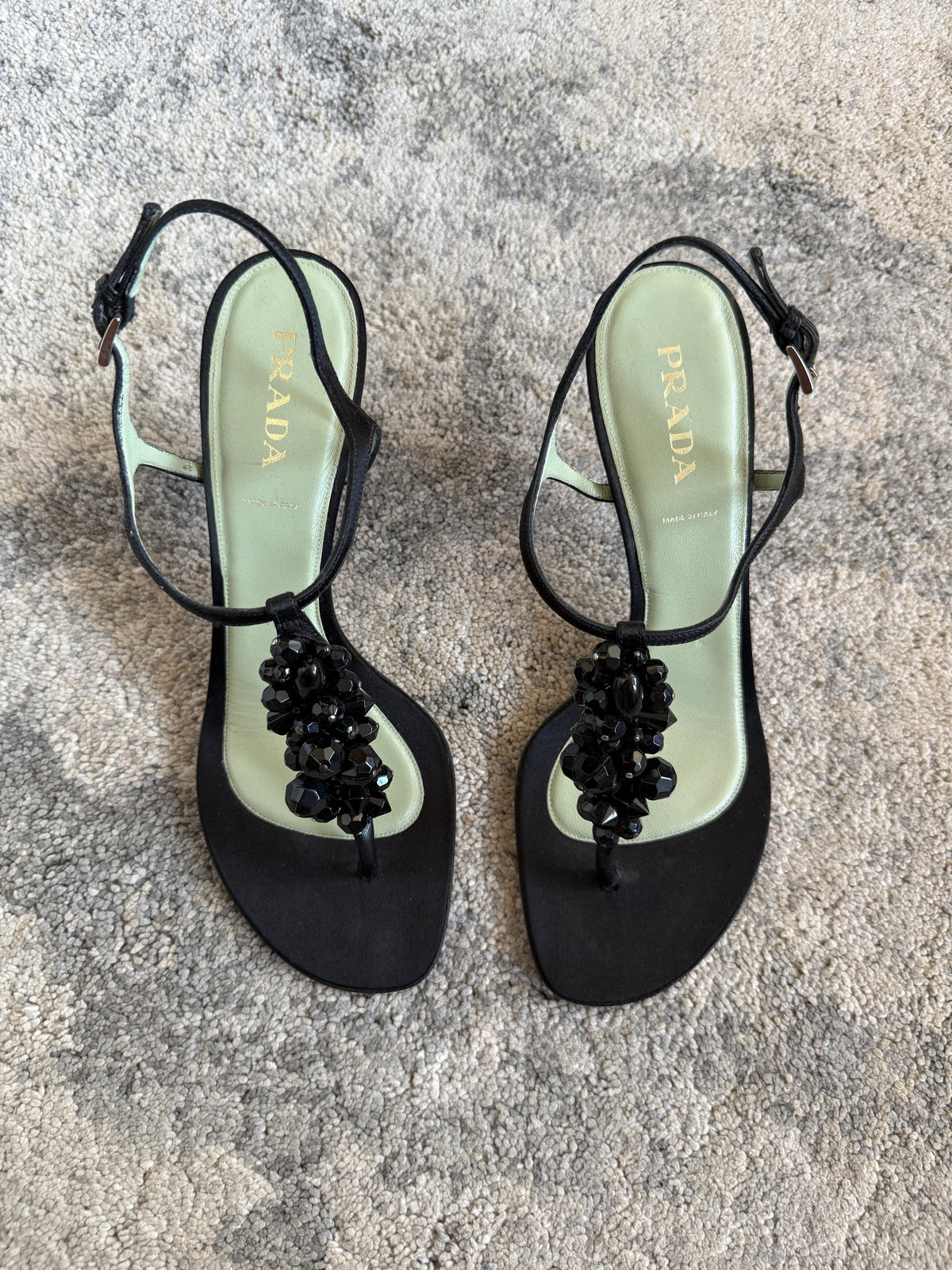 Prada SS2003 silk embellished heels