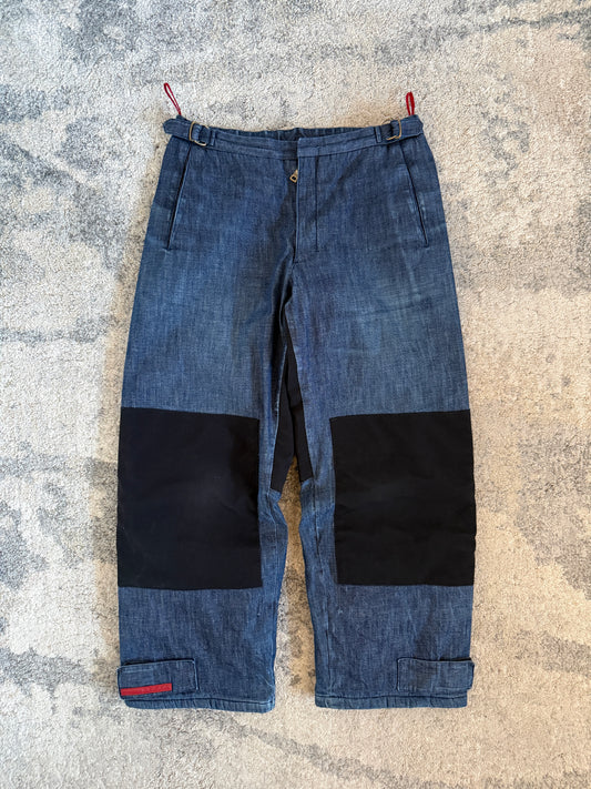 Prada 2000’s denim & fleece double knee jeans