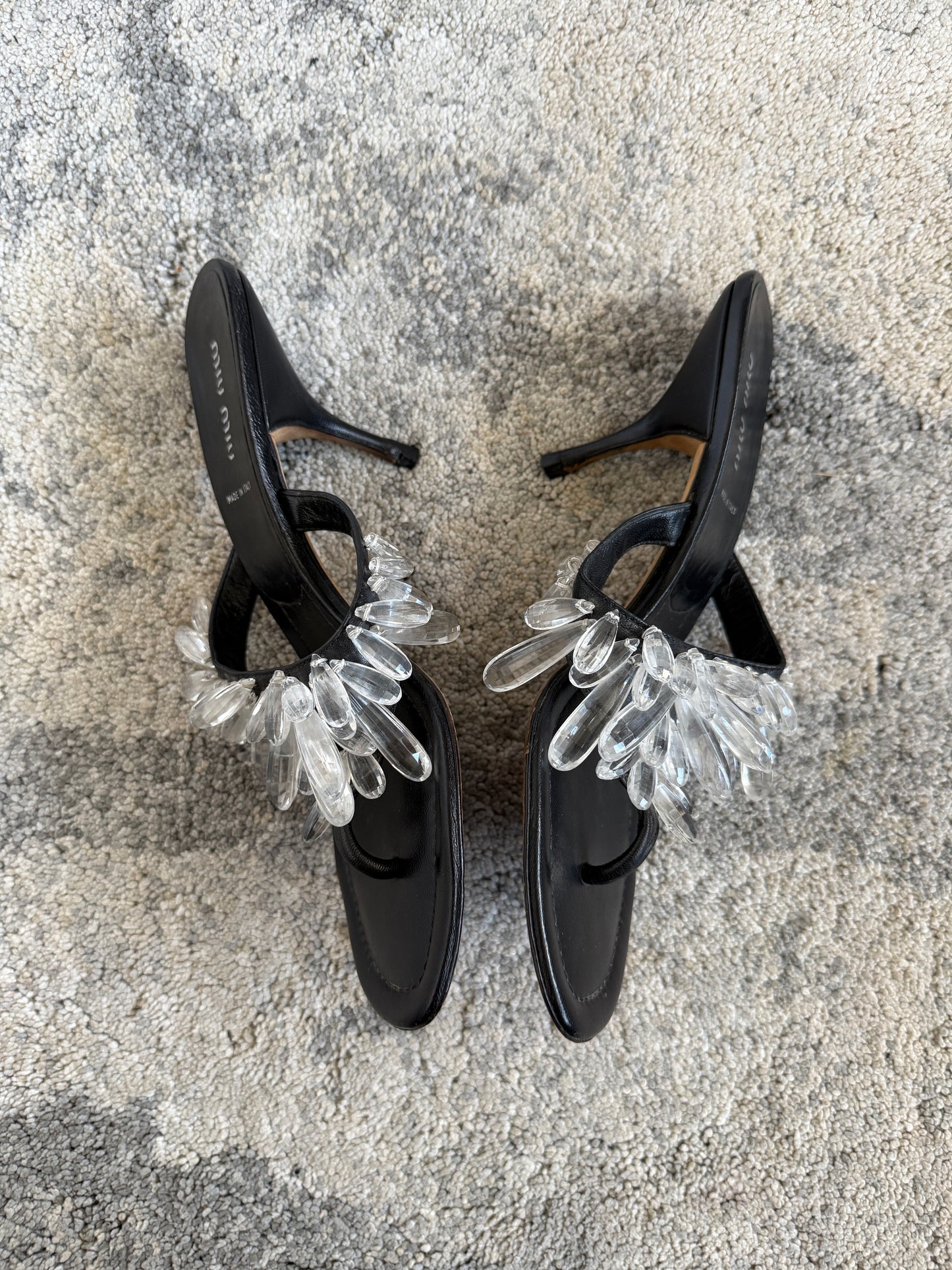 Miu Miu 2000’s crystals flip flop heels