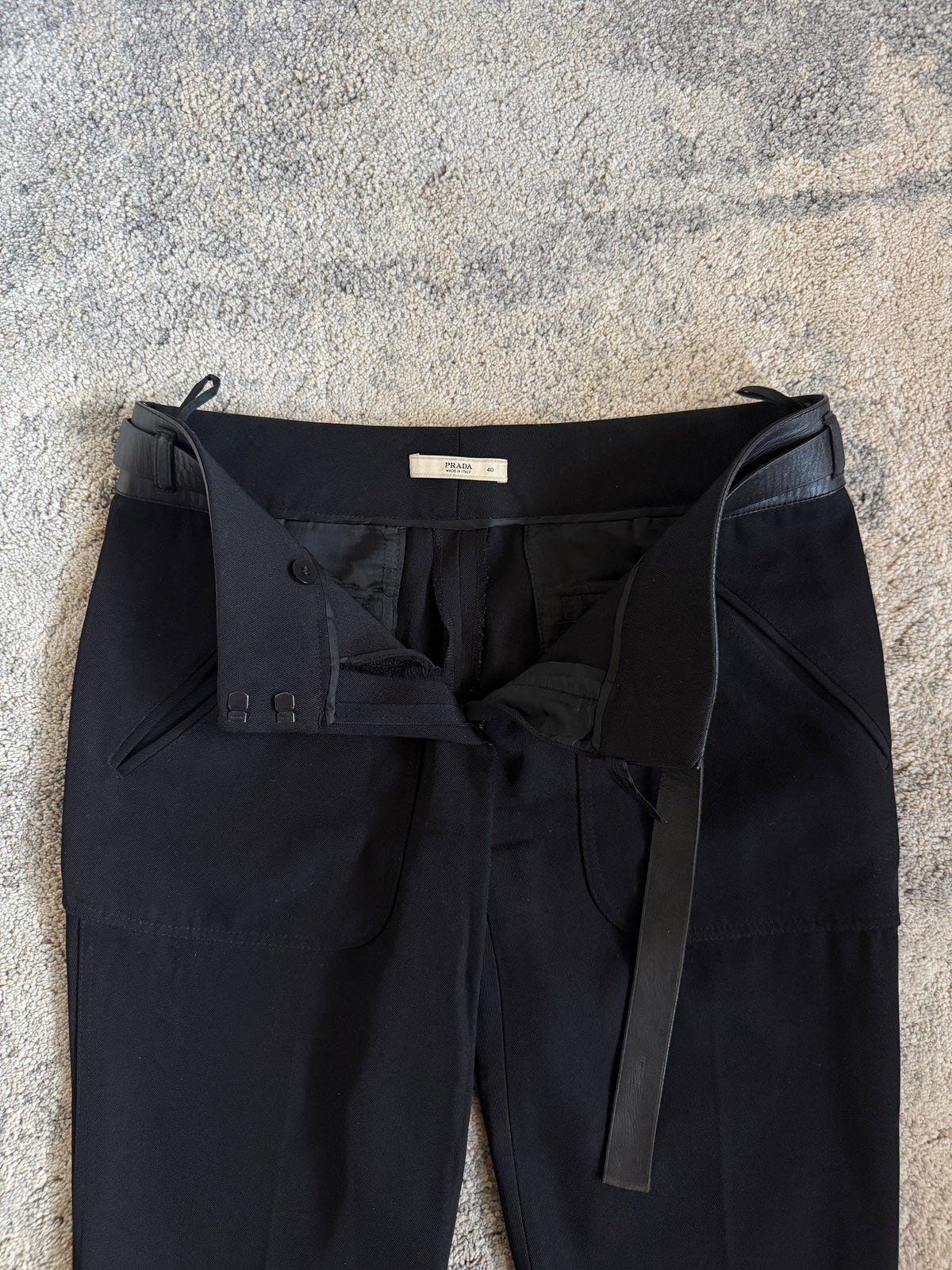Prada FW2002 wool & leather pants
