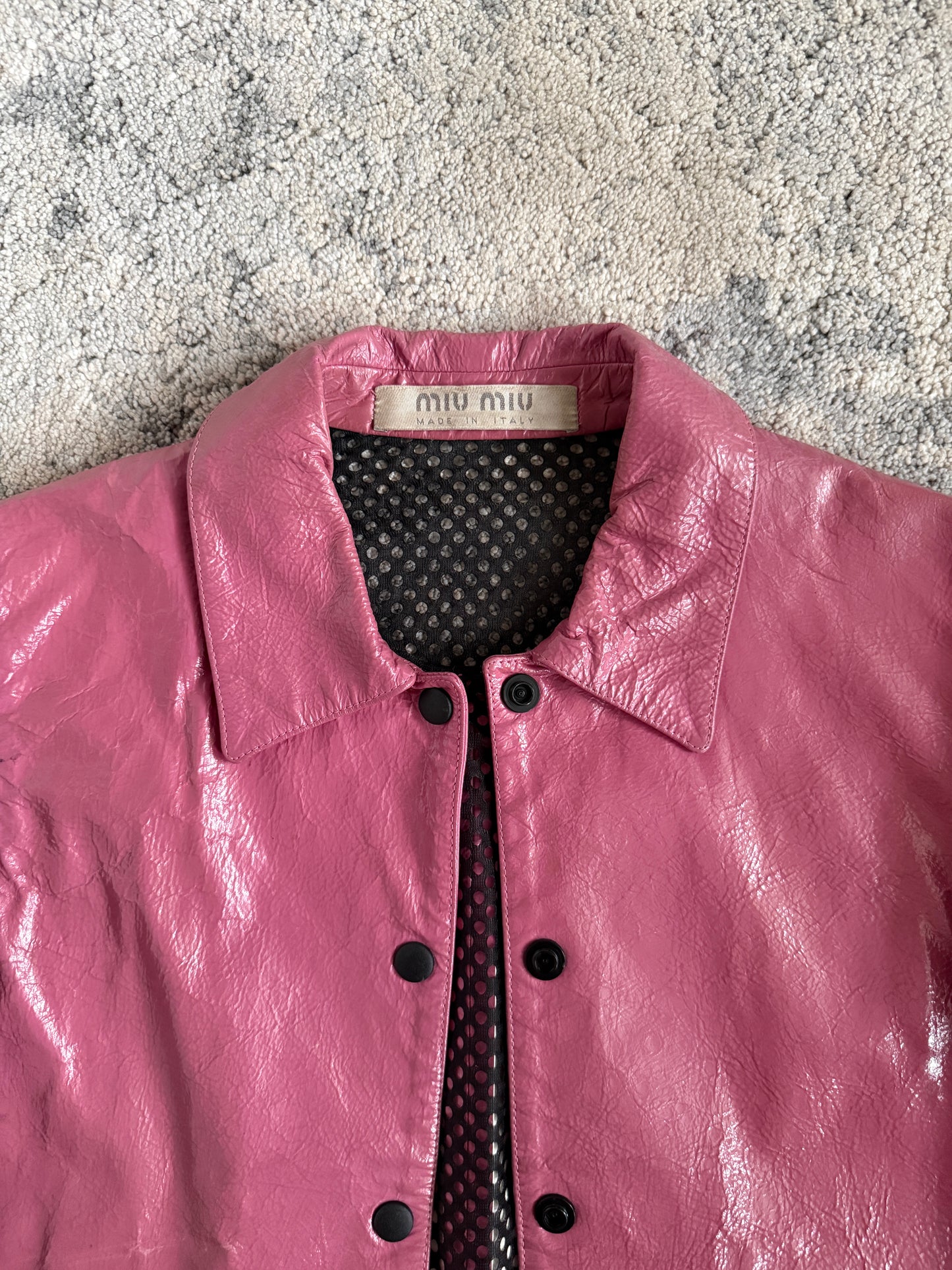 Miu Miu SS2000 patent leather jacket
