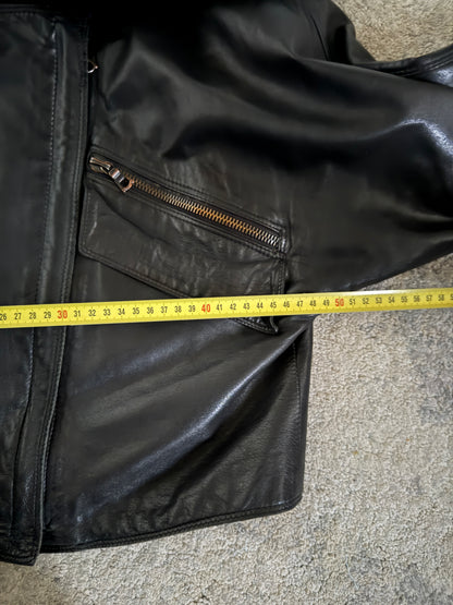 Gianni Versace 1990’s leather jacket with fur collar