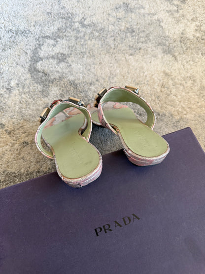 Prada SS2003 lurex jacquards flip flop