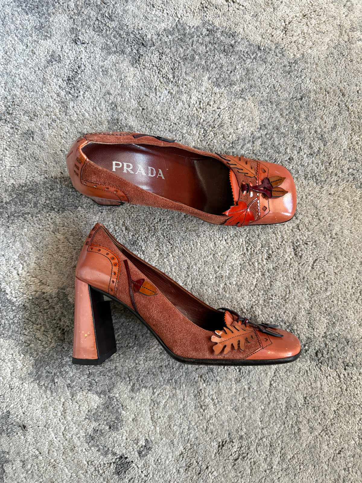 Prada FW1999 leaf leather heels