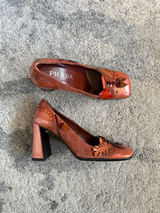 Prada FW1999 leaf leather heels
