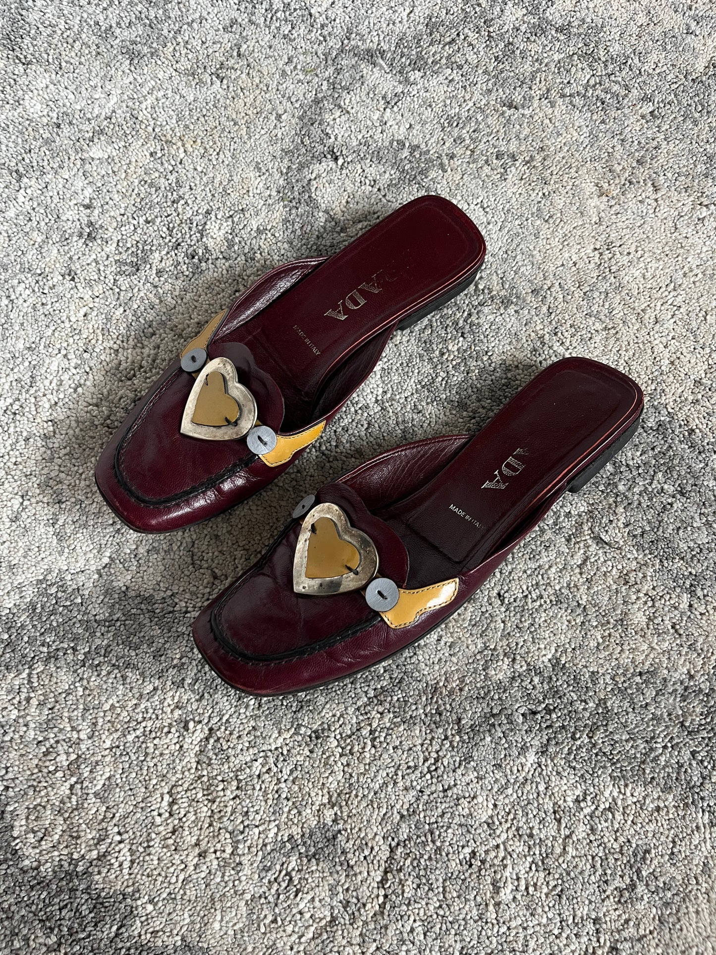 Prada SS2000 metal hearts mules
