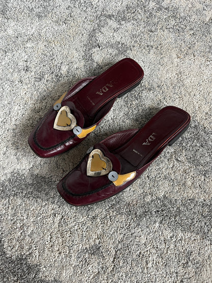 Prada SS2000 metal hearts mules